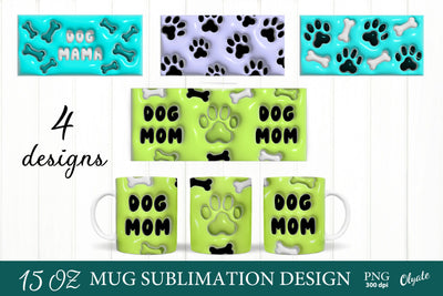 3D Puff Paw Mug. 3D Inflated Dog Mug Bundle Sublimation Olga Terlyanskaya 