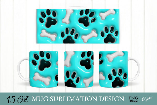 3D Puff Paw Mug. 3D Inflated Dog Mug. Sublimation Olga Terlyanskaya 