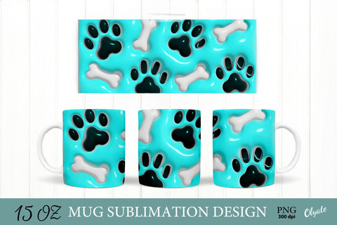 3D Puff Paw Mug. 3D Inflated Dog Mug. Sublimation Olga Terlyanskaya 