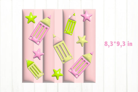 3D Puff School Sublimation Tumbler. 3D Tumbler Wrap PNG Sublimation Olga Terlyanskaya 