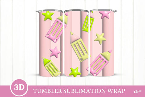 3D Puff School Sublimation Tumbler. 3D Tumbler Wrap PNG Sublimation Olga Terlyanskaya 