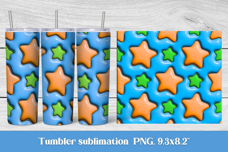 3d puff star sublimation tumbler | 3d tumbler wrap Sublimation Svetana Studio 