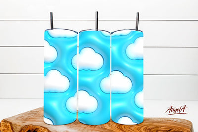 3d puff tumbler wrap / light blue tumbler wrap / 3d cloud Sublimation Angelina Semenova 