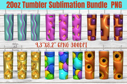 3D Puff Tumbler Wrap PNG | 3D Inflate Designs Sublimation Helga Art 