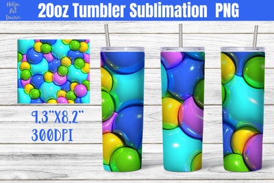 3D Puffy Bubbles Sublimation Tumbler | 20 OZ Skinny Tumbler Sublimation Helga Art 