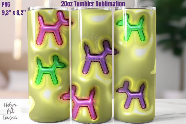 3D Puffy Tumbler |20 OZ Skinny Tumbler Sublimation Sublimation Helga Art 