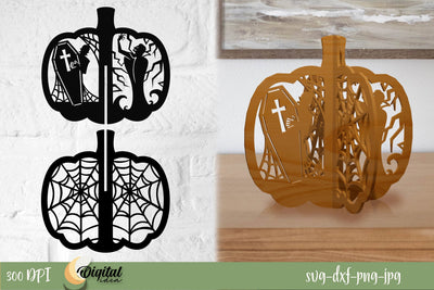 3d Pumpkin Laser Cut. Pumpkin Halloween. Pumpkin SVG Decor. SVG Evgenyia Guschina 