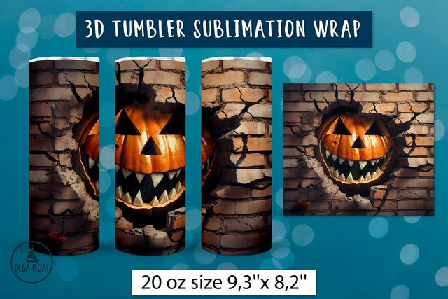 3d Pumpkin tumbler wrap| Halloween tumbler sublimation Sublimation Olga Boat Design 