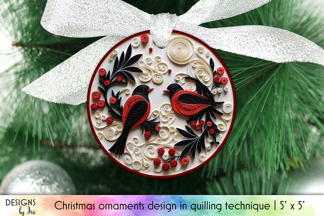 3D Quilling Christmas Ornament Design Sublimation Designs by Ira 
