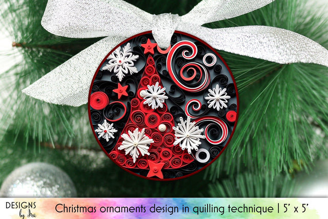 3D Quilling Christmas Tree Christmas Ornament Design Sublimation Designs by Ira 