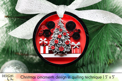 3D Quilling Christmas Tree Ornament Design Sublimation Designs by Ira 