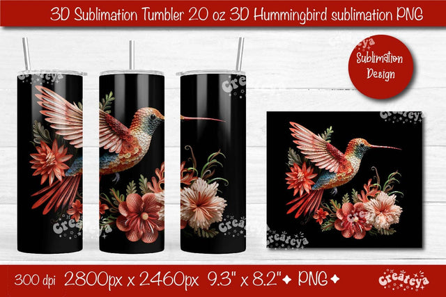 3d Quilling tumbler 3D Hummingbird 3D Flower Tumbler 20 Oz sublimation design Sublimation Createya Design 