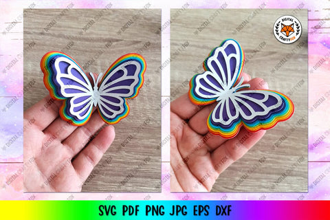 3D Rainbow Sunflower SVG , 3D Rainbow Butterfly SVG 3D Paper Digital Craftyfox 