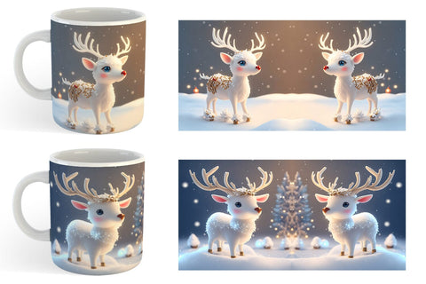 3D Reindeer Christmas snow Mug Wrap | Sublimation Coffee Cup Sublimation artnoy 