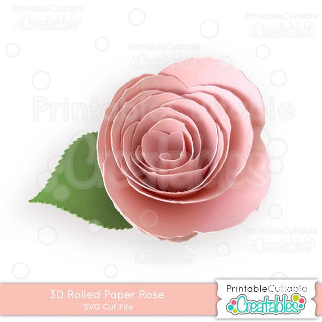 3D Rolled Rose Paper Flower SVG Printable Cuttable Creatables