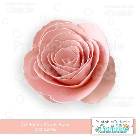 3D Rolled Rose Paper Flower SVG Printable Cuttable Creatables