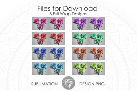 3d Roses 11oz mug sublimation PNG file Sublimation Artisan Craft SVG 