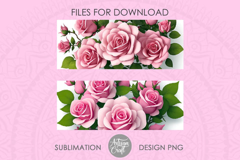 3D Roses mug sublimation design Sublimation Artisan Craft SVG 