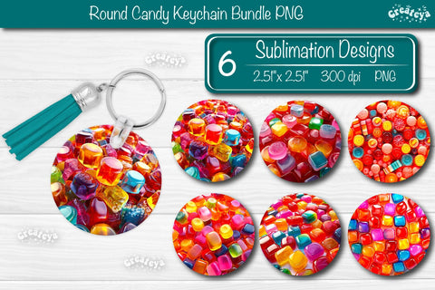 3D Round Keychain Bundle Sublimation Design Candy keychain PNG Sublimation Createya Design 
