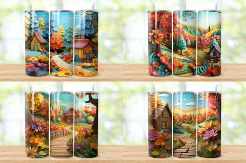 3D Rustic Countryside Tumbler Bundle Sublimation Regulrcrative 