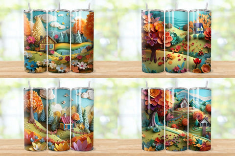 3D Rustic Countryside Tumbler Bundle Sublimation Regulrcrative 