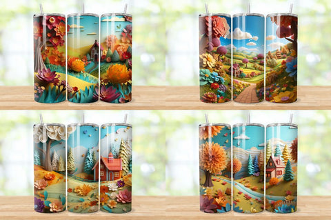 3D Rustic Countryside Tumbler Bundle Sublimation Regulrcrative 