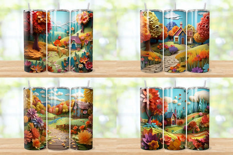 3D Rustic Countryside Tumbler Bundle Sublimation Regulrcrative 