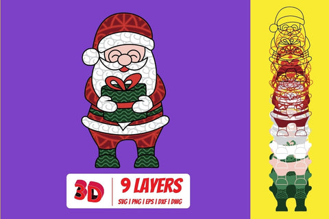 3D Santa Claus SVG Bundle SVG SvgOcean 