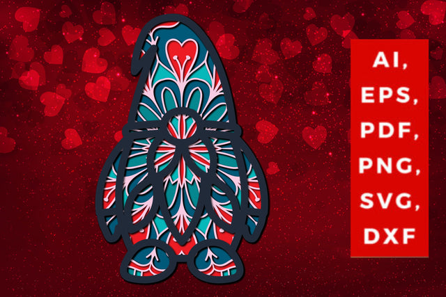 3D Santa Claus Valentine multi-layer SVG, Layered Santa Claus, Papercut Santa Claus, Valentine Mandala SVG MD JOYNAL ABDIN 