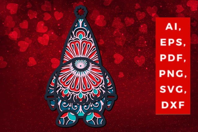 3D Santa Claus Valentine multi-layer SVG, Layered Santa Claus, Papercut Santa Claus, Valentine Mandala SVG MD JOYNAL ABDIN 