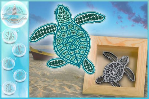 3D Sea Turtle Mandala Multi Layered Mandala SVG SVG SVGcraze 