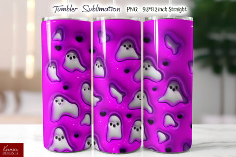 3d Seamless Ghosts Tumbler|Purple Puffy Tumbler Sublimation Sublimation Kseniia designer 
