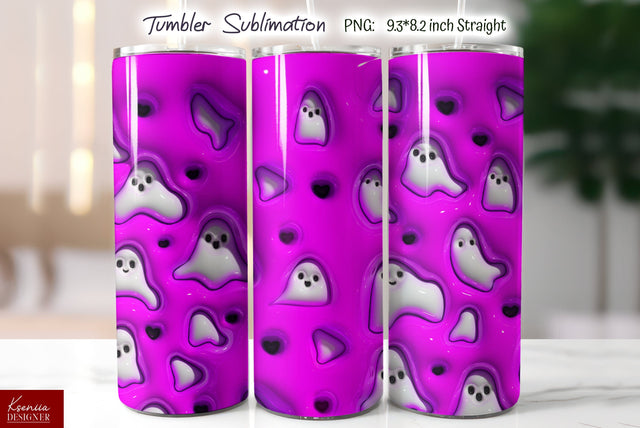 3d Seamless Ghosts Tumbler|Purple Puffy Tumbler Sublimation Sublimation Kseniia designer 