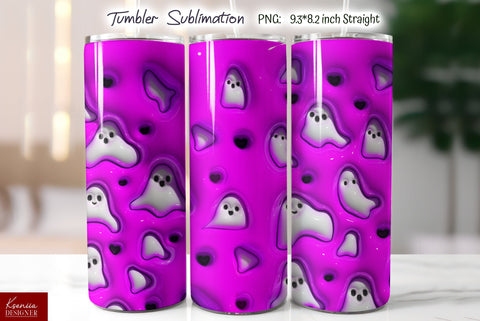 3d Seamless Ghosts Tumbler|Purple Puffy Tumbler Sublimation Sublimation Kseniia designer 