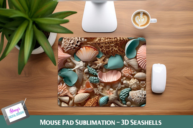 3D Seashell Mouse Pad Sublimation Sublimation Stacy's Digital Designs 