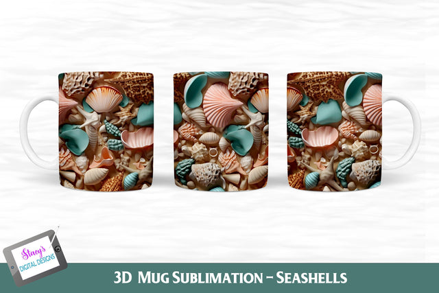 3D Seashell Mug | 3D Mug Sublimation| Beach Mug Sublimation Stacy's Digital Designs 