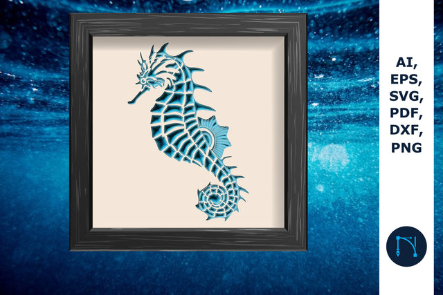 3D shadow box seahorse Paper Cut SVG SVG MD JOYNAL ABDIN 