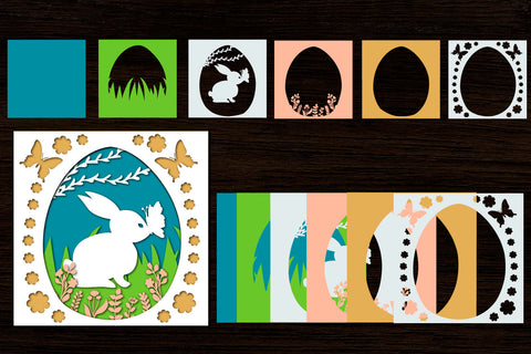 3D Shadow Easter Bunny Box. Papercut File SVG. 3D Paper Samaha Design 