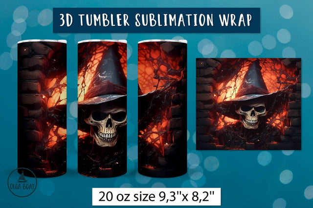 3d Skull tumbler sublimation | Halloween tumbler wrap Sublimation Olga Boat Design 