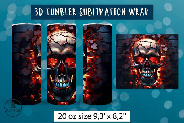 3d Skull tumbler wrap sublimation Sublimation Olga Boat Design 