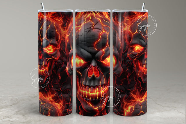 3D Skulls Tumbler Wrap, Melted Skull, Halloween, Gothic Tumbler, 20oz Skinny Tumbler Sublimation, Creepy, Seamless, 3D Tumbler, Digital File Sublimation Syre Digital Creations 