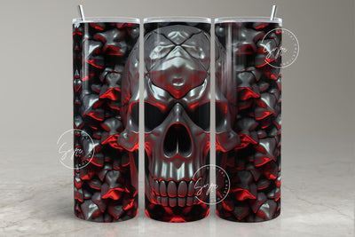 3D Skulls Tumbler Wrap, Skeleton, Halloween, Gothic Tumbler, 20oz Skinny Tumbler Sublimation, Creepy, Seamless, 3D Tumbler, Digital Download Sublimation Syre Digital Creations 