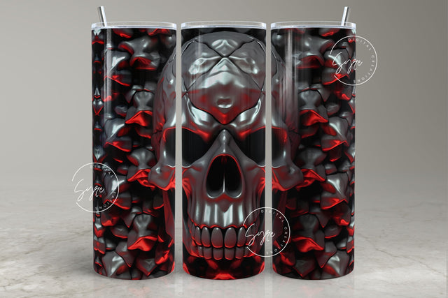 3D Skulls Tumbler Wrap, Skeleton, Halloween, Gothic Tumbler, 20oz Skinny Tumbler Sublimation, Creepy, Seamless, 3D Tumbler, Digital Download Sublimation Syre Digital Creations 