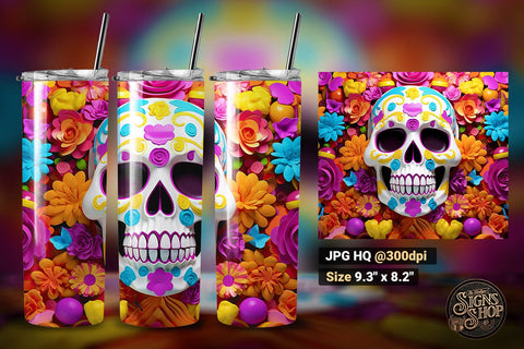 3D Skulls Tumbler Wraps | 3D Sublimation Sublimation The Vintage Signs Shop 