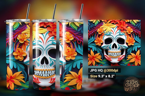 3D Skulls Tumbler Wraps | 3D Sublimation Sublimation The Vintage Signs Shop 