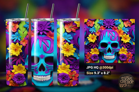 3D Skulls Tumbler Wraps | 3D Sublimation Sublimation The Vintage Signs Shop 