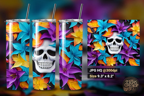3D Skulls Tumbler Wraps | 3D Sublimation Sublimation The Vintage Signs Shop 