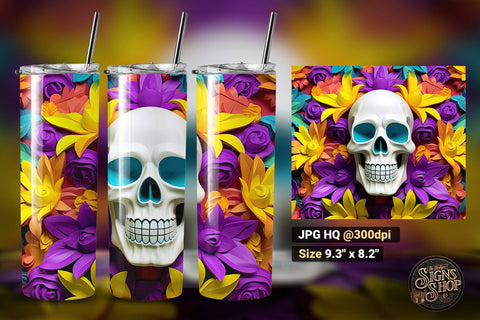 3D Skulls Tumbler Wraps | 3D Sublimation Sublimation The Vintage Signs Shop 