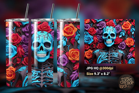3D Skulls Tumbler Wraps | 3D Sublimation Sublimation The Vintage Signs Shop 