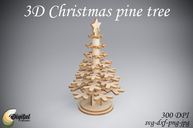 3D Snowflake. Laser Cut. 3D Christmas Pine Tree SVG Evgenyia Guschina 